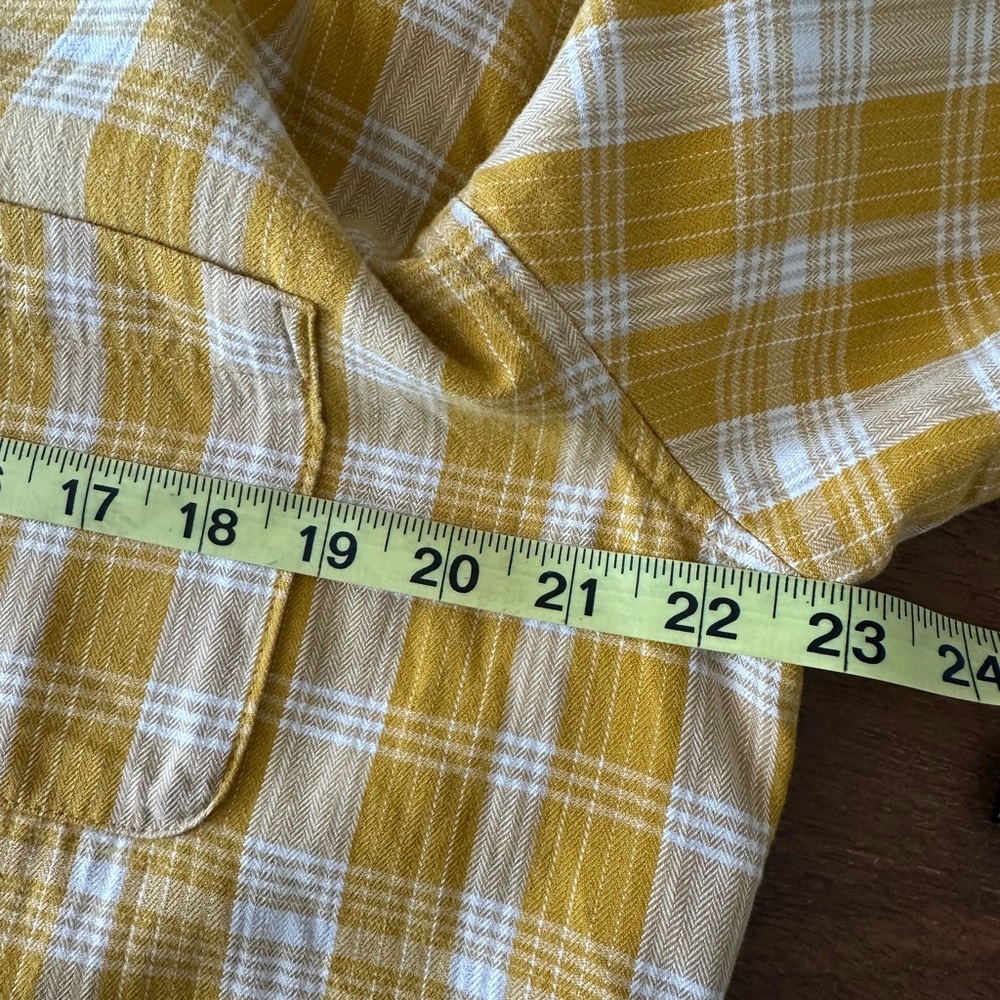 North‎ Face Yellow Plaid Boyfriend Flannel Button-Up Shirt ladies Large - Picture 5 of 9